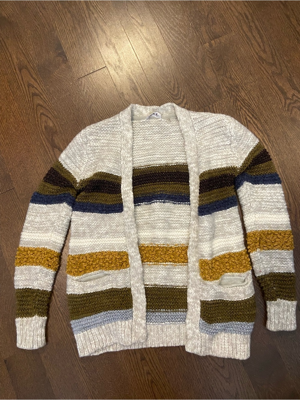 Striped Open-Front Knit Cardigan